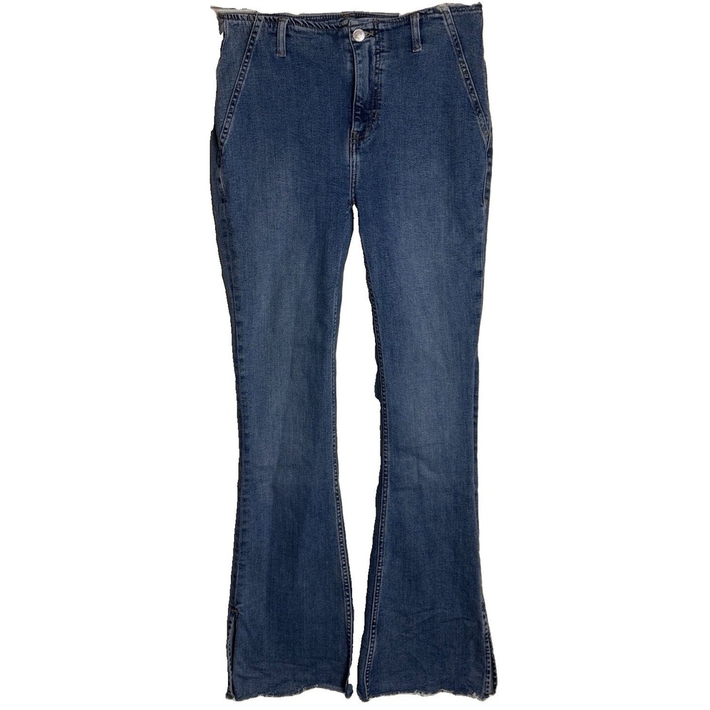 Free People We The Free Bootcut Jeans Level Up Slit Womens 28 Raw Hem Flare Boho